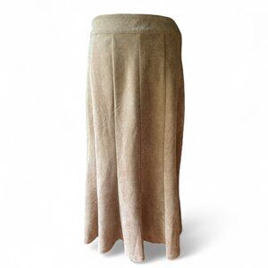 Christopher & Banks Tan Faux Suede micro corduroy flared midi skirt 4 cottage
